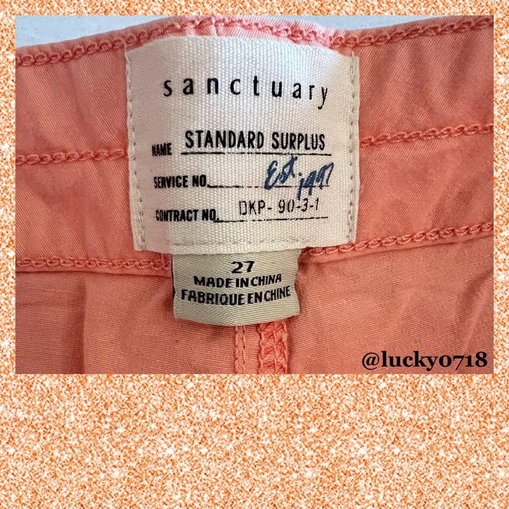 Sanctuary NWT Explorer Patch Pocket Short in Washed Tangerine Sz 27 - Picture 4 of 5